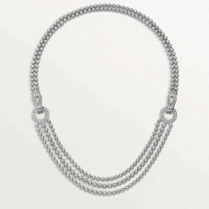 Agrafe-halskjede, briljantslipte diamanter, pavé