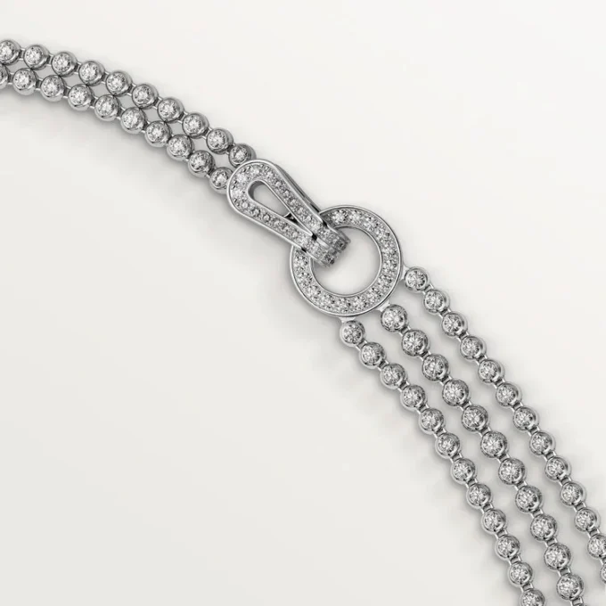Agrafe-halskjede, briljantslipte diamanter, pavé