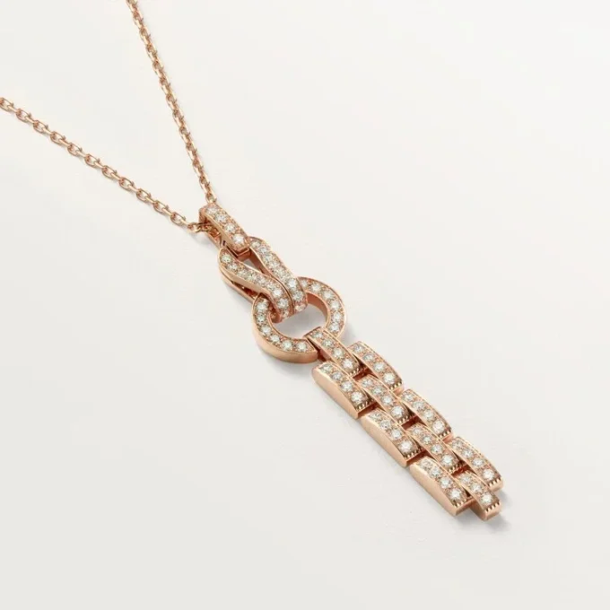 Agrafe-halskjede – rosa gull, diamanter – Cartier