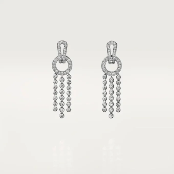 Agrafe-øreringer, briljantslipte diamanter, pavé