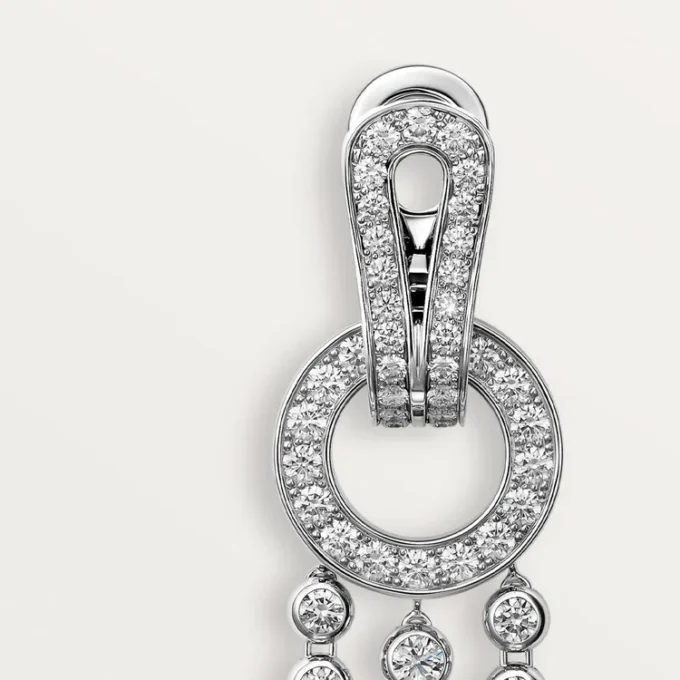 Agrafe-øreringer, briljantslipte diamanter, pavé