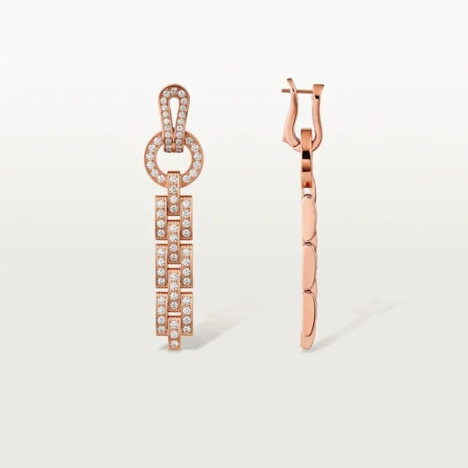 Agrafe-øreringer – rosa gull, diamanter – Cartier