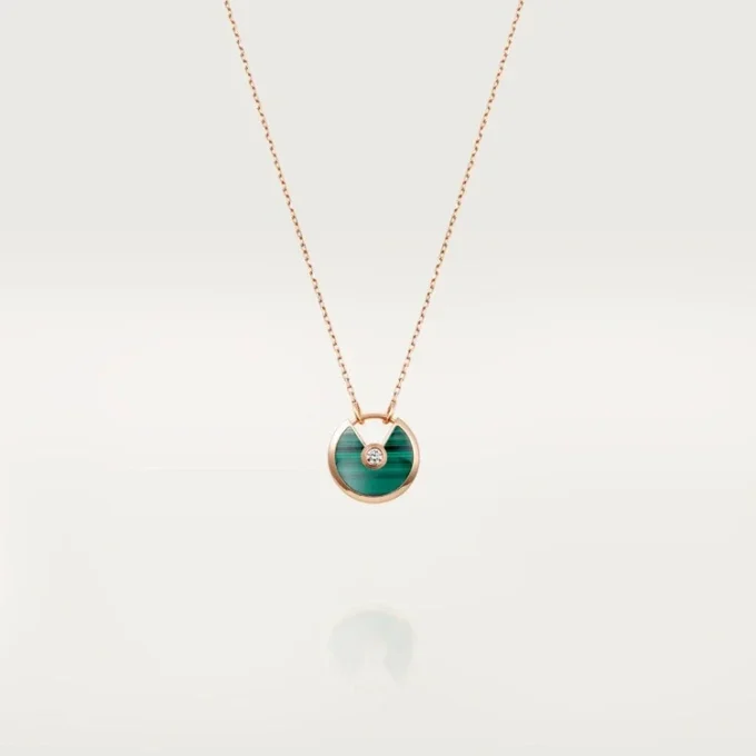 Amulette De Cartier-halskjede, liten modell – rosa gull, malakitt, diamant – Cartier