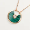 Amulette De Cartier-halskjede, liten modell – rosa gull, malakitt, diamant – Cartier