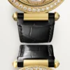 Andre Panthere-smykkeklokker – 41 mm, mekanisk urverk med håndopptrekking, 18 karat gult gull, diamanter, utskiftbare lærremmer – Cartier