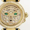 Andre Panthere-smykkeklokker – 41 mm, mekanisk urverk med håndopptrekking, 18 karat gult gull, diamanter, utskiftbare lærremmer – Cartier