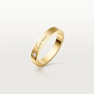 C De Cartier giftering, 3 mm bredde, 1 diamant