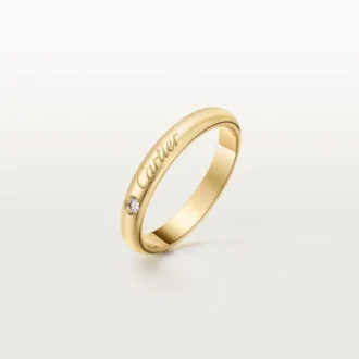 C De Cartier giftering, 3 mm bredde, 1 diamant