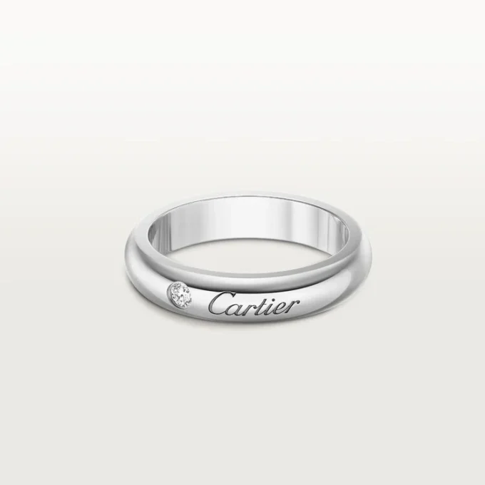 C De Cartier giftering, 4 mm bredde, 1 diamant C De Cartier giftering, 4 mm bredde, 1 diamant