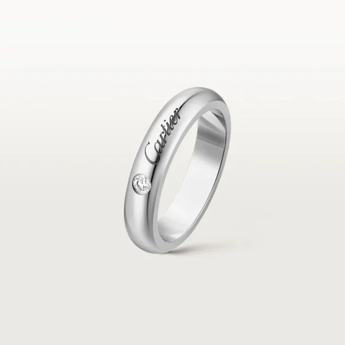 C De Cartier giftering, 4 mm bredde, 1 diamant C De Cartier giftering, 4 mm bredde, 1 diamant