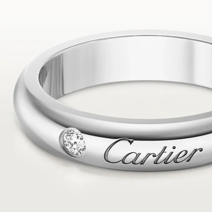 C De Cartier giftering, 4 mm bredde, 1 diamant C De Cartier giftering, 4 mm bredde, 1 diamant