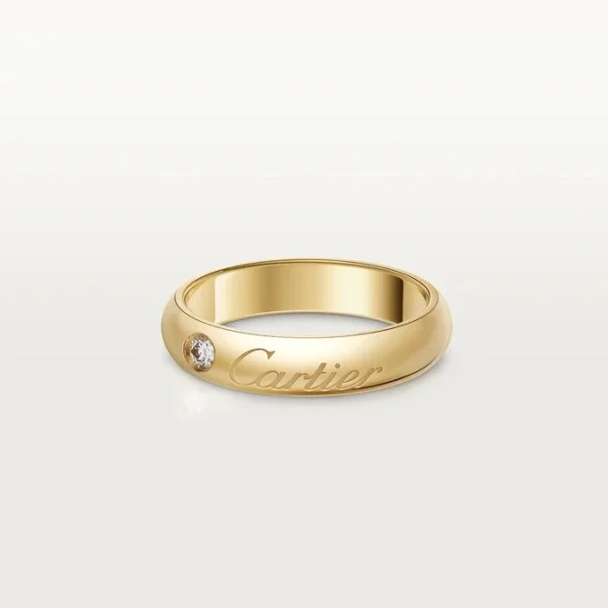C De Cartier gifterings, 4 mm bredde, 1 diamant C De Cartier gifterings, 4 mm bredde, 1 diamant