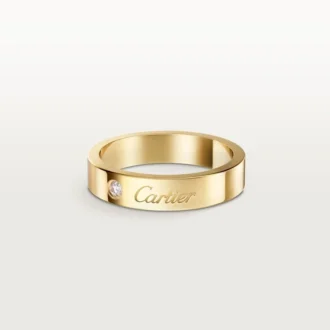 C De Cartier gifterings, 4 mm bredde, 1 diamant