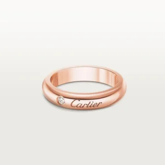 C De Cartier gifterings, 4 mm bredde, 1 diamant
