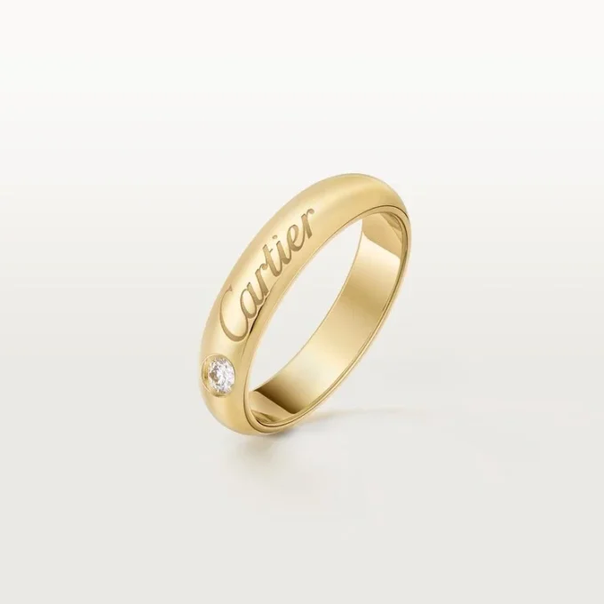 C De Cartier gifterings, 4 mm bredde, 1 diamant C De Cartier gifterings, 4 mm bredde, 1 diamant