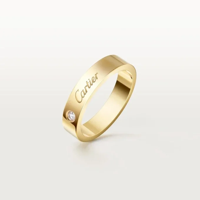C De Cartier gifterings, 4 mm bredde, 1 diamant C De Cartier gifterings, 4 mm bredde, 1 diamant