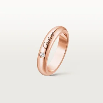 C De Cartier gifterings, 4 mm bredde, 1 diamant