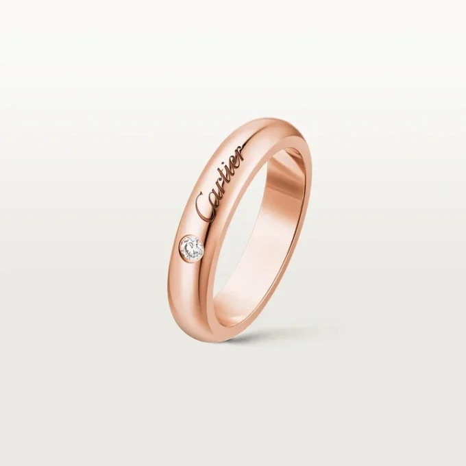 C De Cartier gifterings, 4 mm bredde, 1 diamant C De Cartier gifterings, 4 mm bredde, 1 diamant