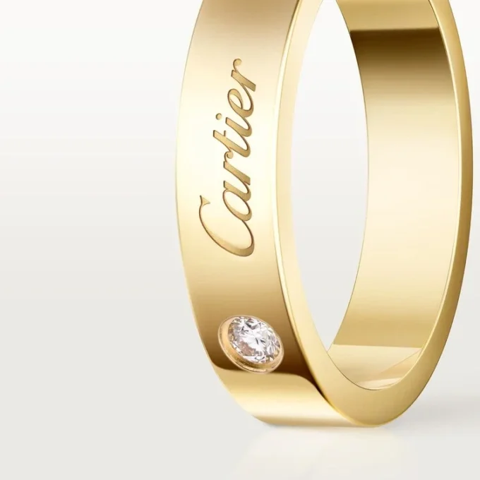 C De Cartier gifterings, 4 mm bredde, 1 diamant C De Cartier gifterings, 4 mm bredde, 1 diamant