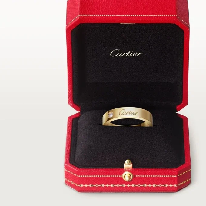 C De Cartier gifterings, 4 mm bredde, 1 diamant C De Cartier gifterings, 4 mm bredde, 1 diamant