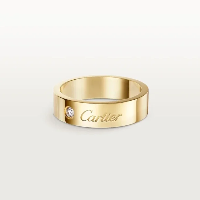C De Cartier gifterings, 5 mm bredde, 1 diamant C De Cartier gifterings, 5 mm bredde, 1 diamant