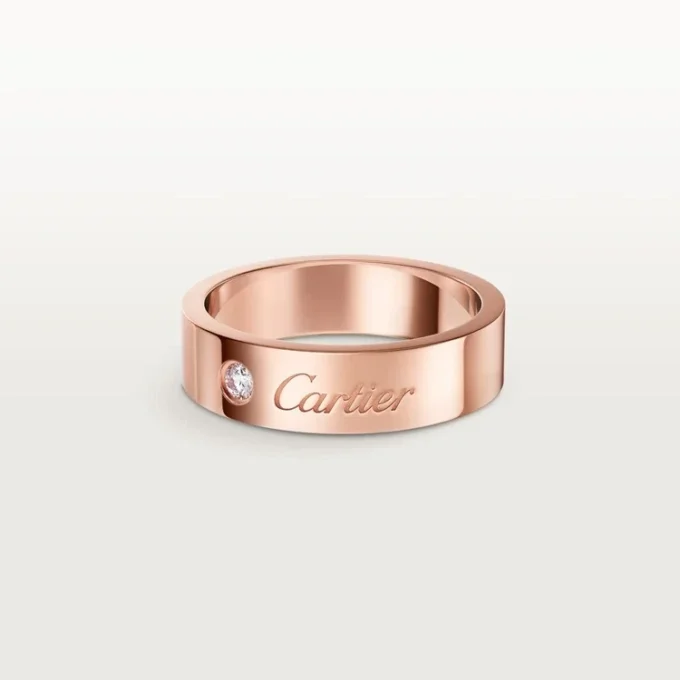 C De Cartier gifterings, 5 mm bredde, 1 diamant C De Cartier gifterings, 5 mm bredde, 1 diamant