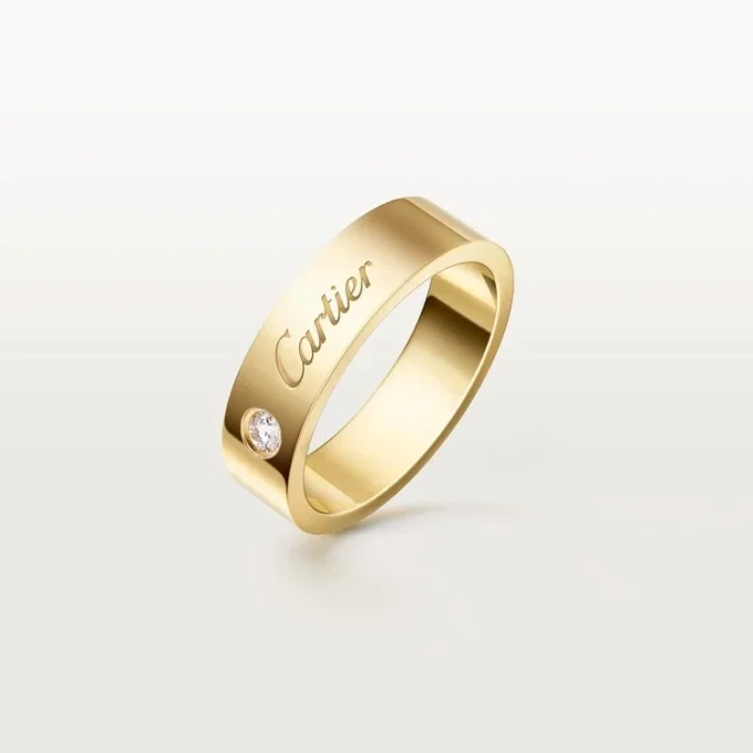 C De Cartier gifterings, 5 mm bredde, 1 diamant C De Cartier gifterings, 5 mm bredde, 1 diamant