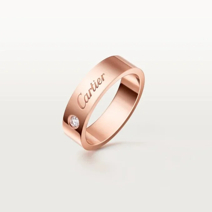 C De Cartier gifterings, 5 mm bredde, 1 diamant C De Cartier gifterings, 5 mm bredde, 1 diamant