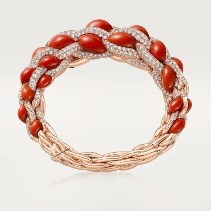 Cartier Libre Tressage-armbånd, korall