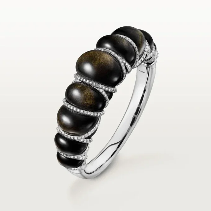 Cartier Libre Tressage-armbånd, obsidian, diamanter
