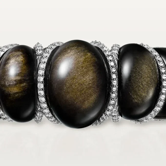 Cartier Libre Tressage-armbånd, obsidian, diamanter