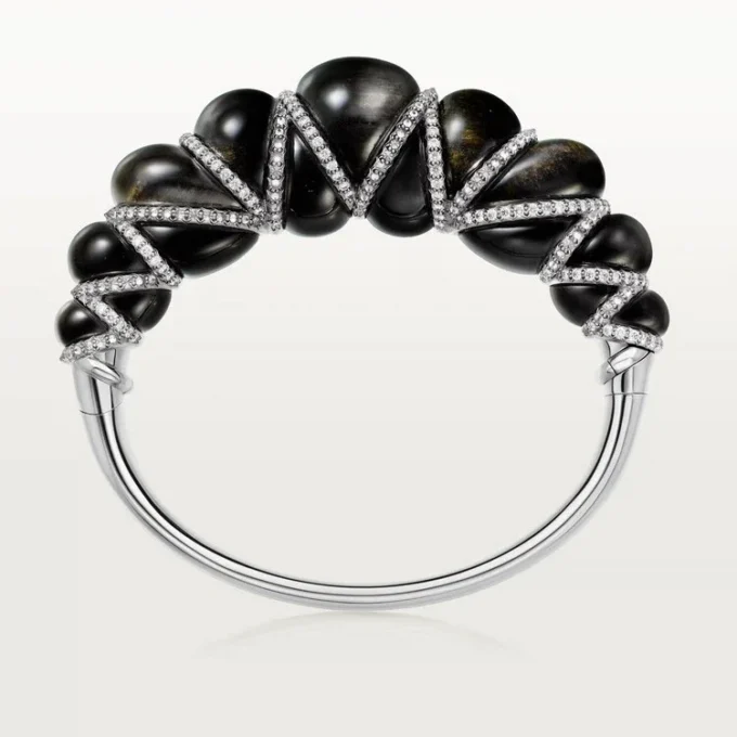 Cartier Libre Tressage-armbånd, obsidian, diamanter