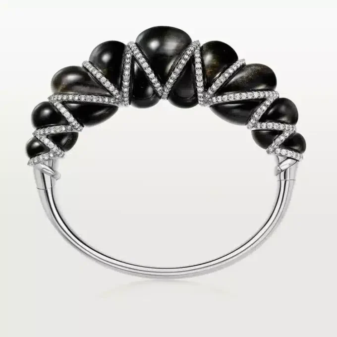 Cartier Libre Tressage-armbånd, obsidian, diamanter