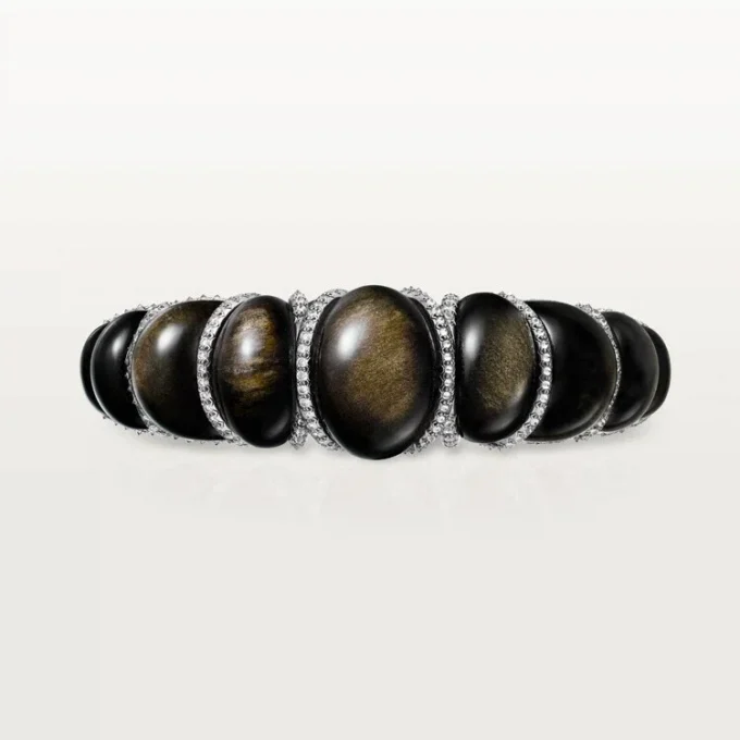 Cartier Libre Tressage-armbånd, obsidian, diamanter