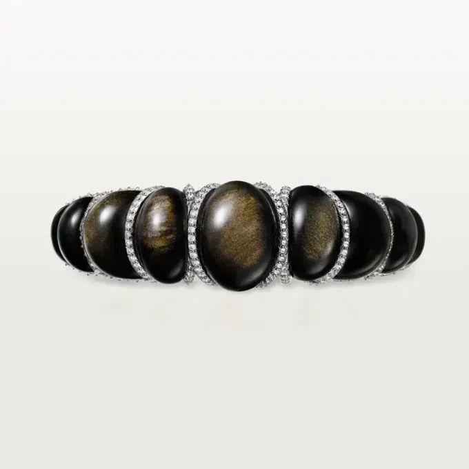 Cartier Libre Tressage-armbånd, obsidian, diamanter