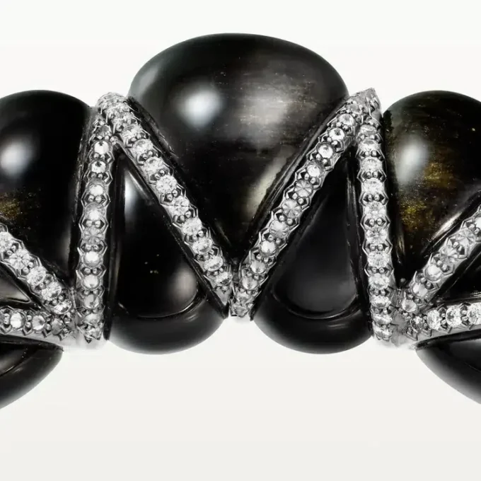Cartier Libre Tressage-armbånd, obsidian, diamanter