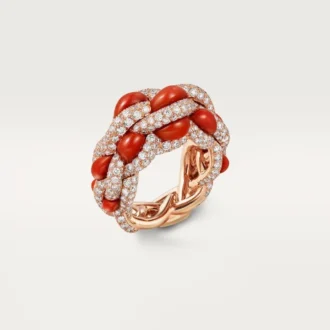 Cartier Libre Tressage-ring, korall