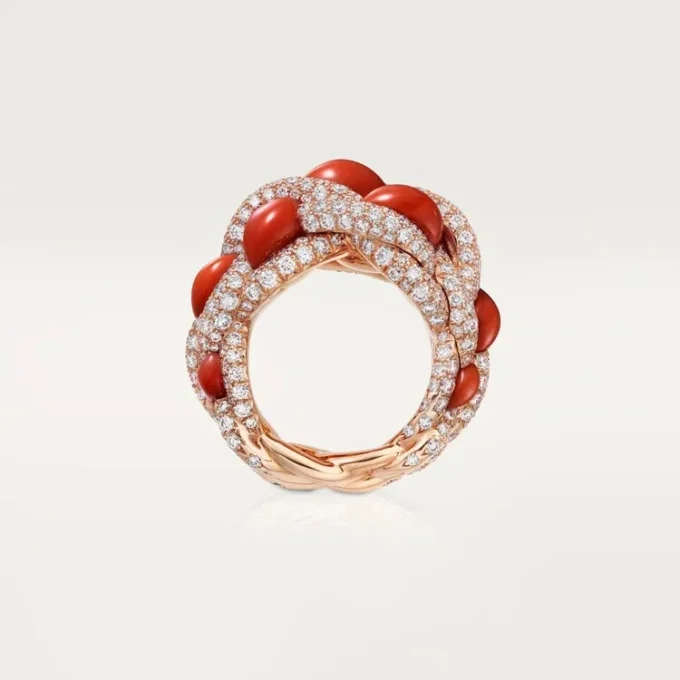 Cartier Libre Tressage-ring, korall
