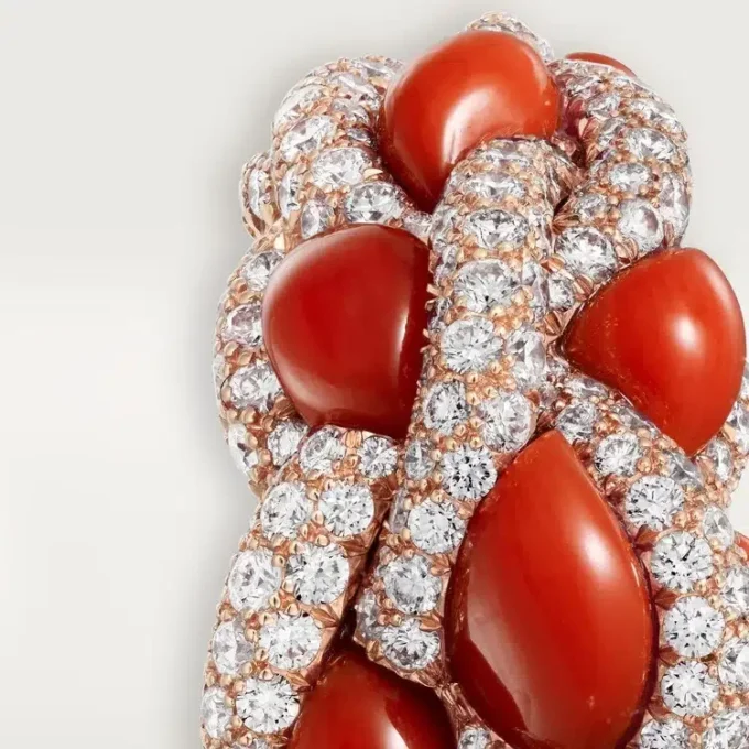 Cartier Libre Tressage-ring, korall