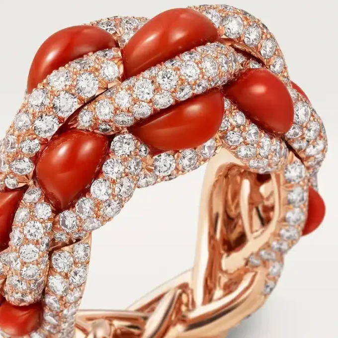 Cartier Libre Tressage-ring, korall
