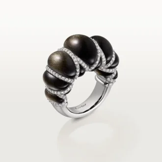 Cartier Libre Tressage-ring, obsidian, diamanter