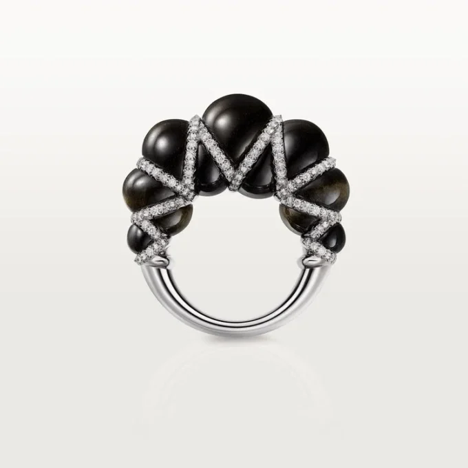 Cartier Libre Tressage-ring, obsidian, diamanter