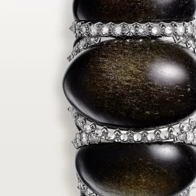 Cartier Libre Tressage-ring, obsidian, diamanter