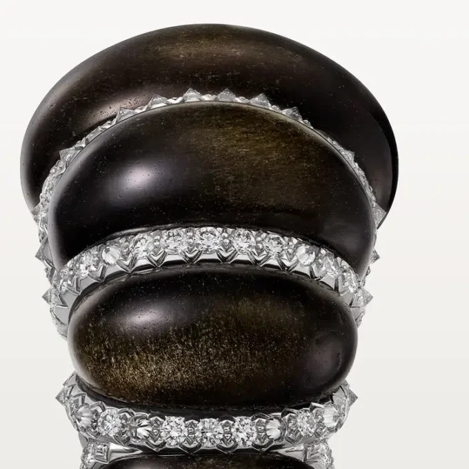 Cartier Libre Tressage-ring, obsidian, diamanter