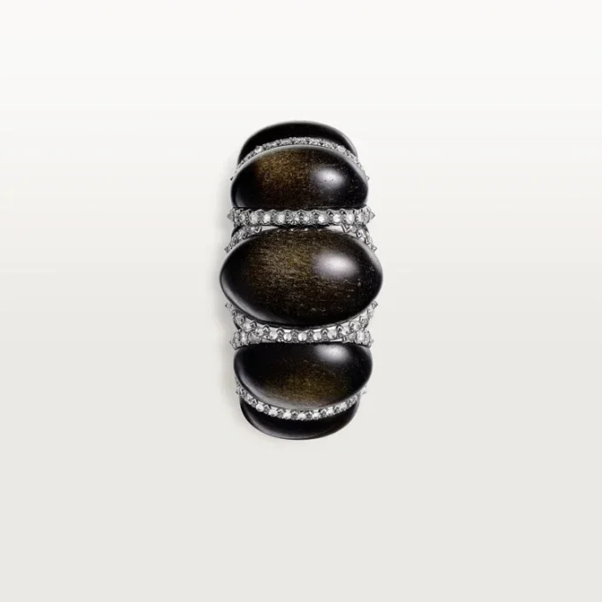 Cartier Libre Tressage-ring, obsidian, diamanter