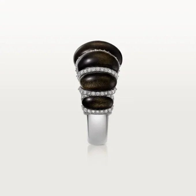 Cartier Libre Tressage-ring, obsidian, diamanter