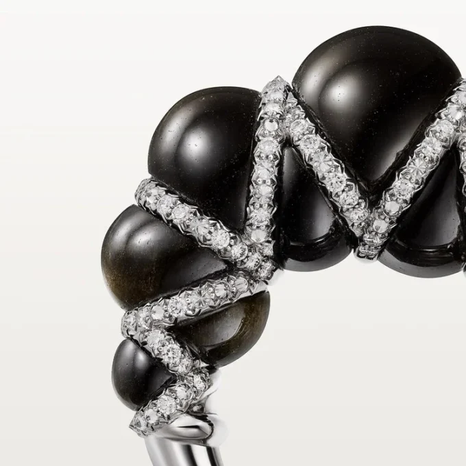 Cartier Libre Tressage-ring, obsidian, diamanter