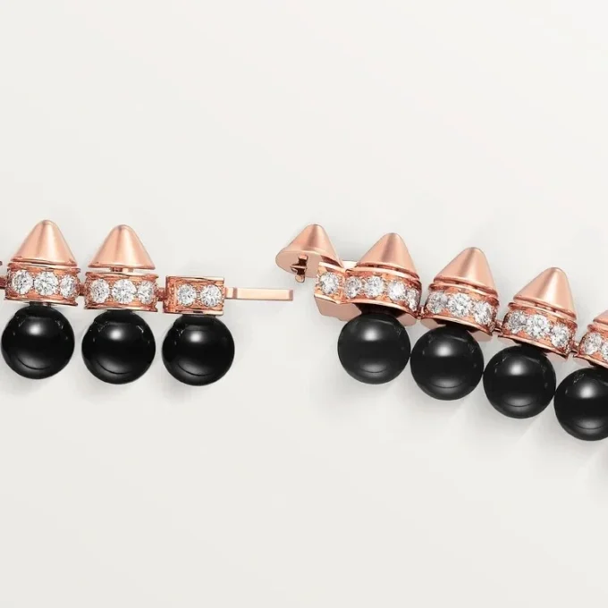 Clash De Cartier-armbånd, fleksibelt, onyx, ekstra stor modell, diamanter