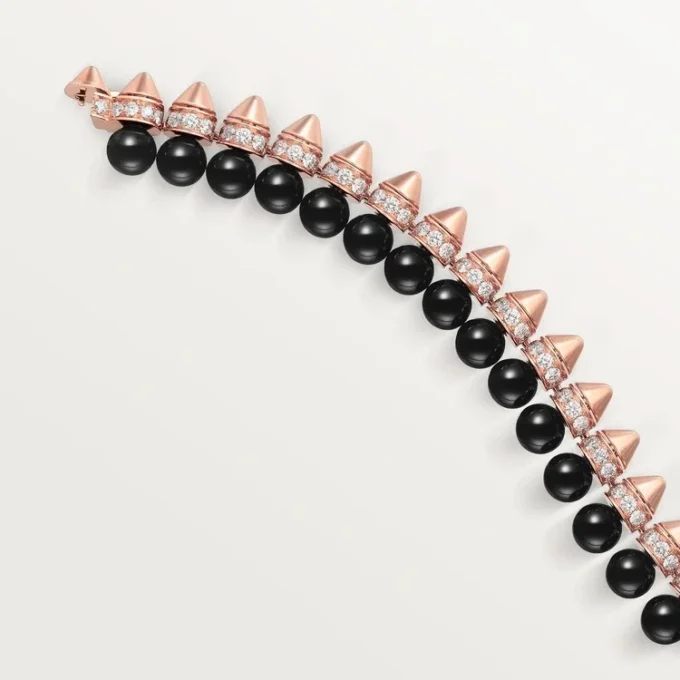 Clash De Cartier-armbånd, fleksibelt, onyx, ekstra stor modell, diamanter