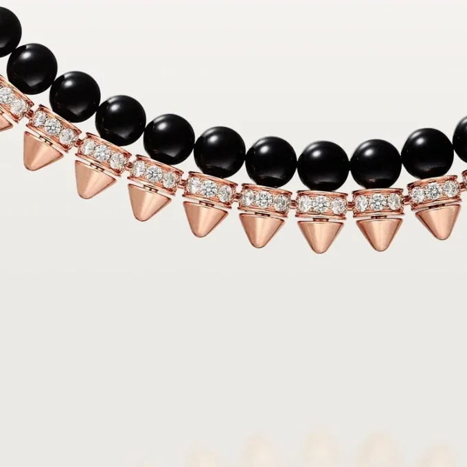 Clash De Cartier-halskjede, fleksibelt, onyx, ekstra stor modell, diamanter